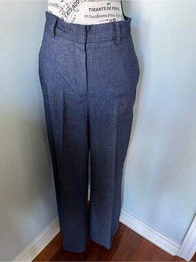 Tailored Wide-Leg Light  Summer Weight  Dress Pants in deep denim blue